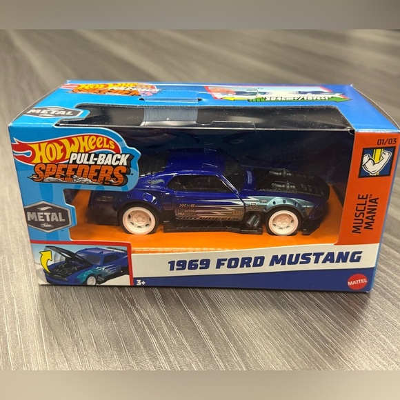 HOT WHEELS Pull-Back Speeders Diecast Custom 1969 FORD MUSTANG 1:43 Muscle Car - Picture 3 of 4
